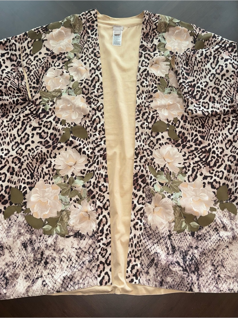 Chico's Beige/Tan Leopard Kimono - Picture 4 of 13
